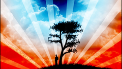 Japanese landscape tree clouds