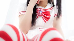 Japanese lingerie models cosplay striped legwear Lenfried