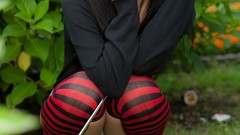 Japanese lingerie models pangya kooh cosplay striped legwear 