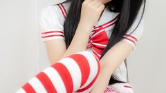 Japanese models cosplay striped legwear Lenfried