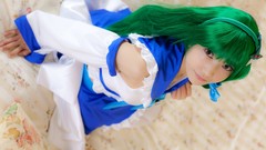 Japanese models kochiya sanae green hair touhou cosplay 