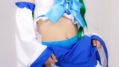Japanese models kochiya sanae green hair touhou cosplay 