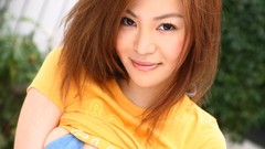 Japanese outdoors brunettes models photo shoot cleavage Yoko 