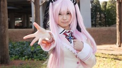 Japanese pink hair bangs cosplay