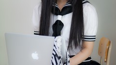 Japanese school uniforms models cosplay striped legwear Lenfried