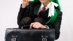 Japanese school uniforms models kochiya sanae green hair touhou 