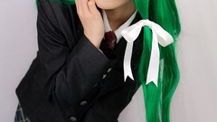 Japanese school uniforms models kochiya sanae green hair touhou 