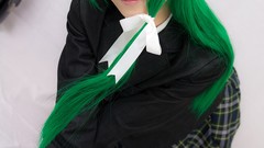 Japanese school uniforms models kochiya sanae green hair touhou 
