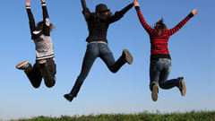 Jeans grass jumping Arms