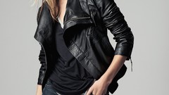 Jeans mango green eyes brunettes models Leather Jacket Edita 