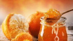 jelly orange (fruit) food spoons fruit