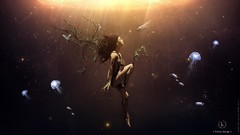 Jellyfish underwater nude artwork fantasy art