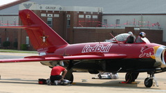 Jet fighter planes red