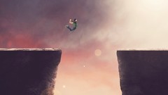 Jump Men cliff jumping digital art