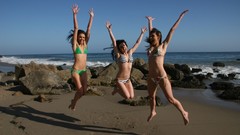 Jump woman Beaches models bikini pornstars Candace Cage playa