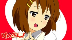 k - on anime girls hirasawa yui face brown eyes brunette