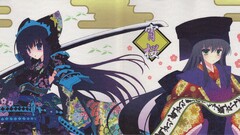 Katana Anime anime girls blue eyes sword green eyes