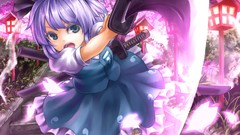 Katana Anime dress gray eyes short hair konpaku youmu gray hair 