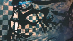 Katana anime girls boots black rock shooter huke glowing eyes