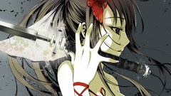 Katana anime girls hair ribbons