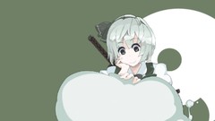 Katana Anime Ribbons smiling anime girls green eyes konpaku 