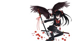 Katana Anime white background red eyes Eagles anime girls 