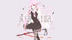 Katana blood Anime dress pink hair long hair pink eyes anime 