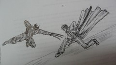 Katana fight claws wolverine Warriors Swords superheroes artwork