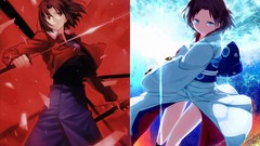Katana Knives Swords short hair melty blood black hair kara no 