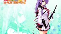 Katana long hair anime girls school uniforms seifuku oshiki 