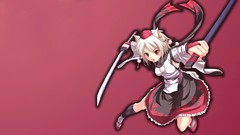 Katana pink background touhou inubashiri momiji video games 