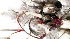 Katana red eyes anime girls black hair