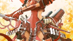 Katana samurai armor anime girls twintails artwork futuristic