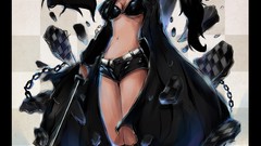 Katana Shorts chains anime girls boots blue eyes black rock 