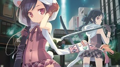 Katana stockings animal ears illustrations striped legwear 