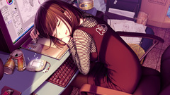 Keyboards sleeping Sayori Neko