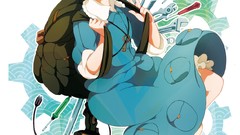 Keys dress hats Tools cogwheel blush blue hair smiling anime 