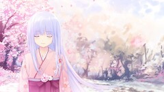 kimono Anime anime girls purple hair long hair closed eyes Asia
