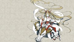 Kimono anime girls braids yellow eyes Japanese clothes