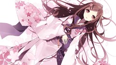 Kimono anime girls brunettes Japanese clothes