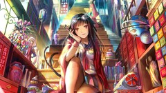 Kimono anime girls school uniforms goggles artwork fuji choko 