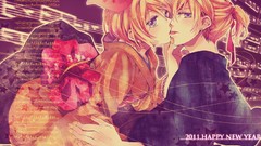 Kimono blue eyes vocaloid kagamine len kagamine rin Japanese 