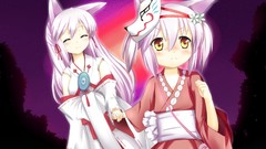 Kimono blush anime girls animal ears game cg holding hands 