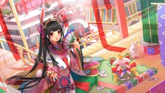 Kimono long hair brunettes animal ears Japanese clothes bunny 