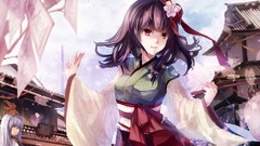 Kimono touhou black hair hieda no akyuu kamishirasawa keine 