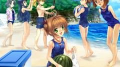 Kinomoto sakura syaoran daidouji tomoyo school swimsuits rika