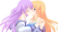 Kissing angel beats yuri Simple Background Irie Miyuki Sekine 