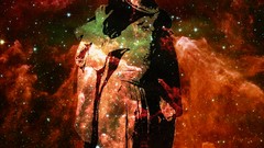 Kissing galaxies outer space artwork