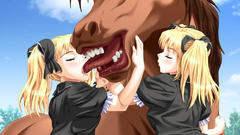 Kissing twins Horses girls