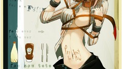 Kitchen pink hair anime girls blue eyes short hair eat me 